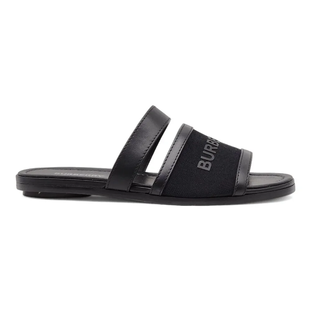Burberry Honour Canvas and Leather Flat Sandals in Black $680 - Picture 3 of 8
